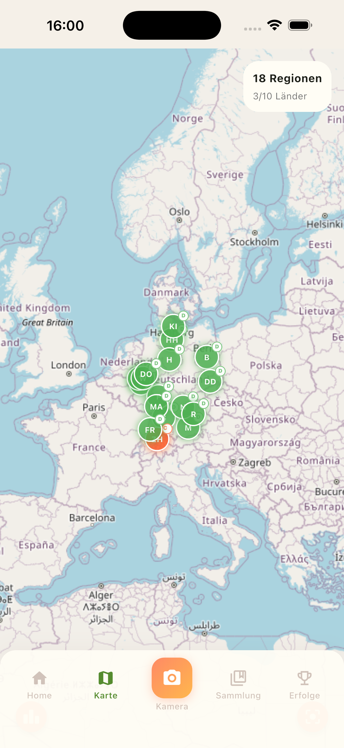 Europa-Karte mit Markern